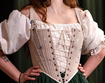Patterned Ren Faire Corset Top with Custom Choice of Fabric, Cottagecore & Renaissance Faire Stays, Made to Measure | Adelaide