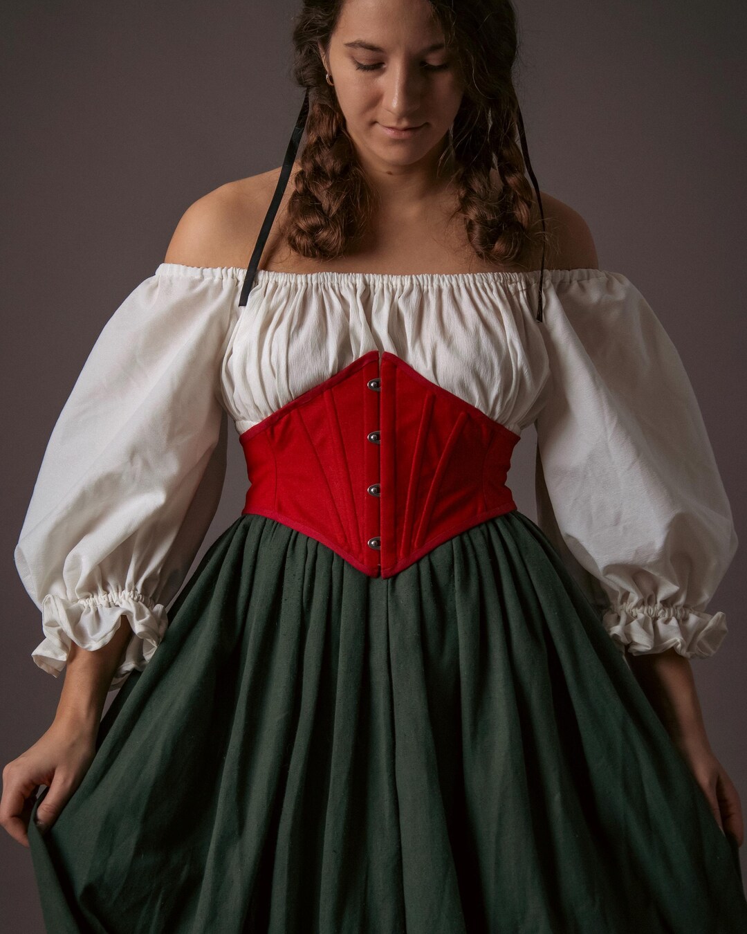 Custom Solid Color Corset Belt, Waist Cincher, Front Busk Closure, Back ...