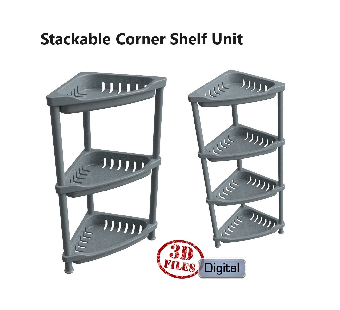 Stackable Corner Shelf Unit 3D Files 