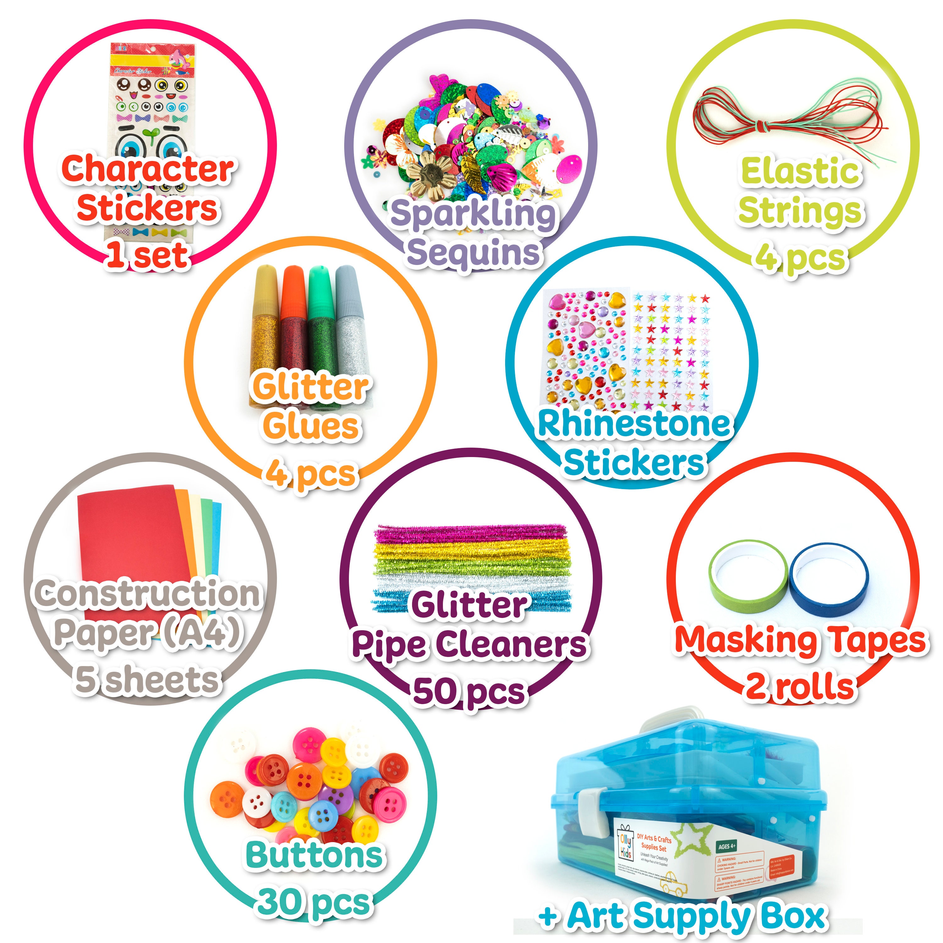 Olly Kids Craft Kits Library in a Plastic Craft Box Craft and Art