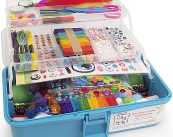 Olly Kids Craft Kits Library in a Plastic Craft Box Craft and Art Supplies  for Kids Ages 4 5 6 7 8 9 10 11 and 12 Year Old Boys & Girls 