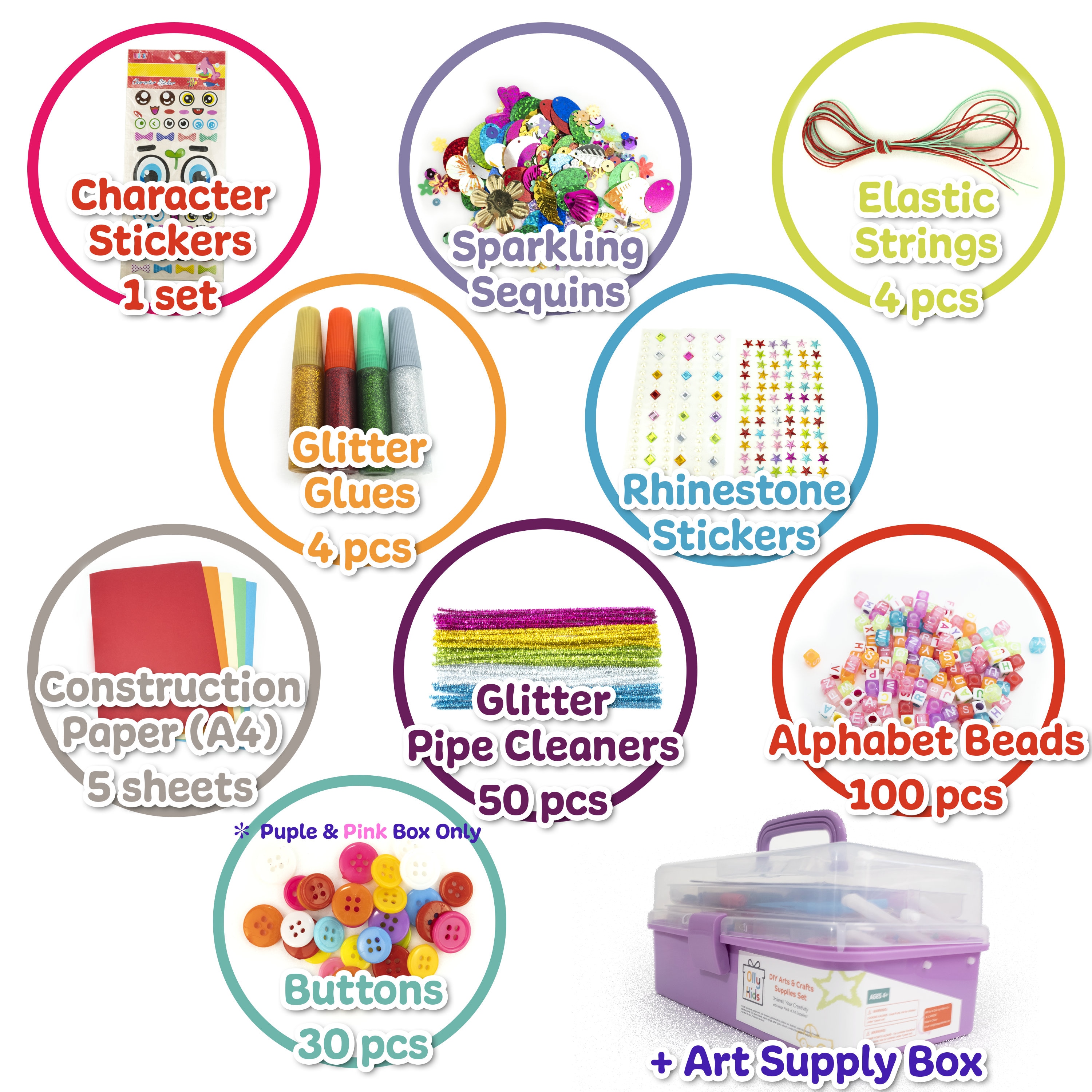  Arts and Crafts Supplies for Kids, Craft Art Supply Kit for  Toddler, Homeschool Supplies Arts Set, Preschool Art Supplies for Kids,  Crafts for Kids : Toys & Games