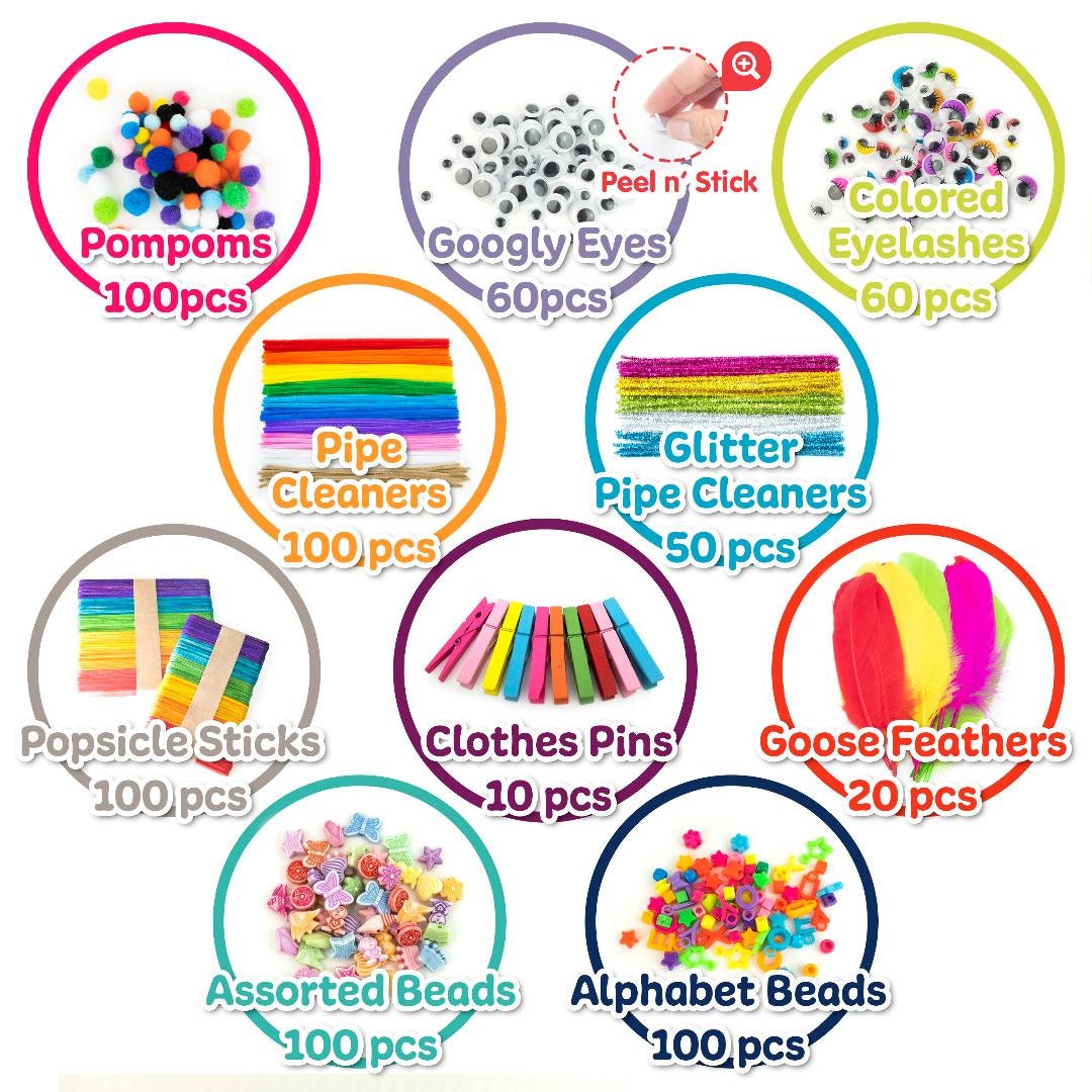 Ultimate Arts and Crafts Supplies Set 1000 Pieces Craft Gift Box for Kids DIY Craft Supply for