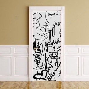 Art Graffiti Door Sticker Vinyl Door Decor Peel and stick Door Removable wallpaper Front Door Decor Vinyl Door Wrap Door Vinyl Sticker