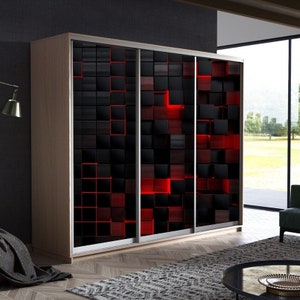 Sliding Closet Door 3D Sticker for Game Room Door Mural, Personalized Closet Door Alternatives, Custom Mirror 3D Decal Peel and stick