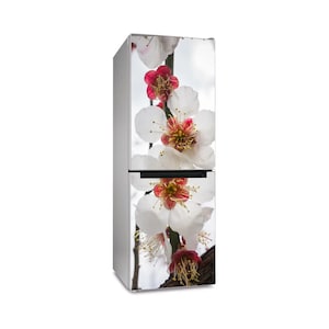 Flowers Refrigerator Decal, Kitchen Home Decoration, Kitchen Appliance Sticker, Fridge Vinyl Skin, Artistic Kitchen Decor, Gift for the Home