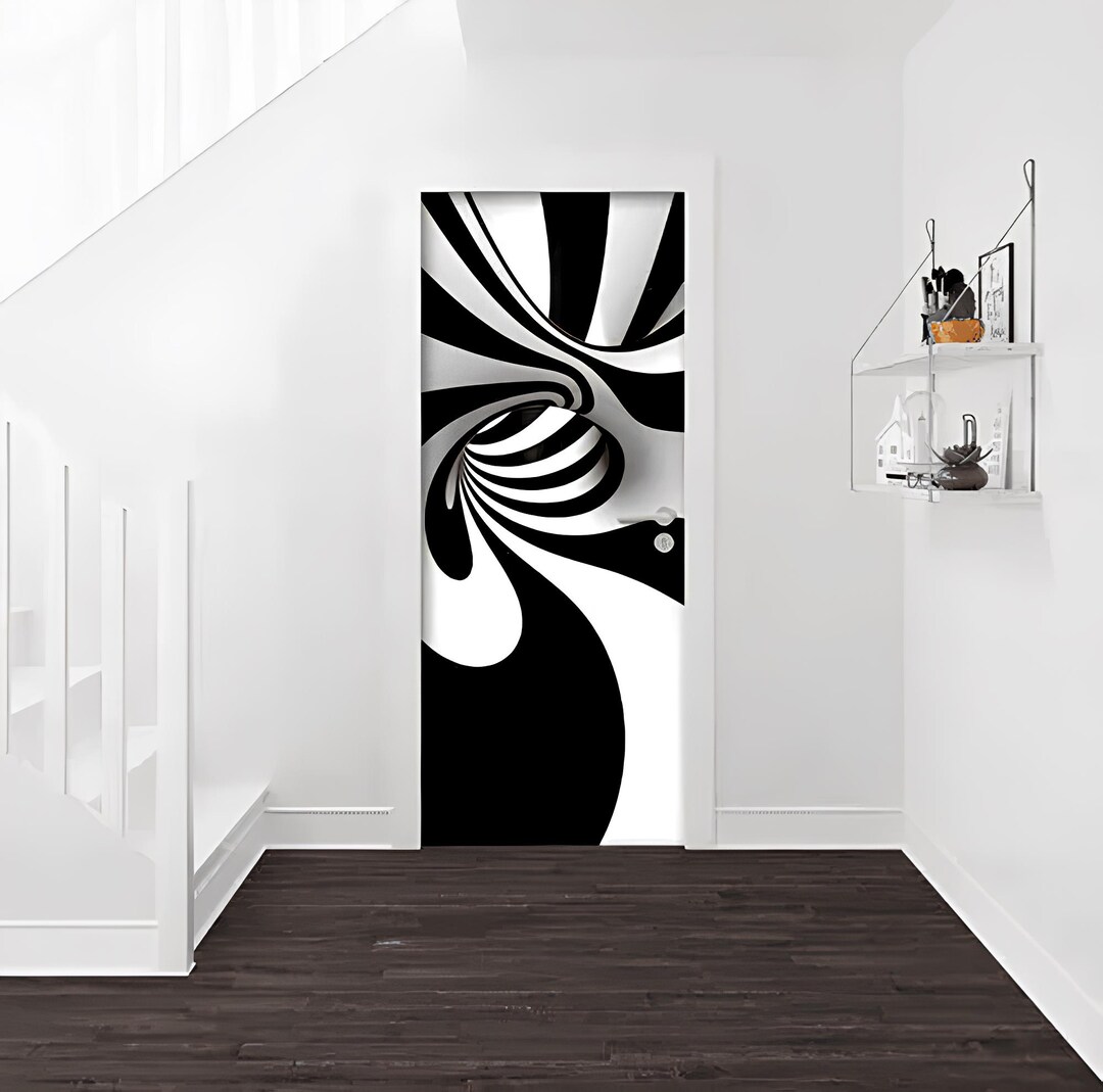 3D Vinyl Door Sticker: Black & White Optical Illusion Mural - Etsy