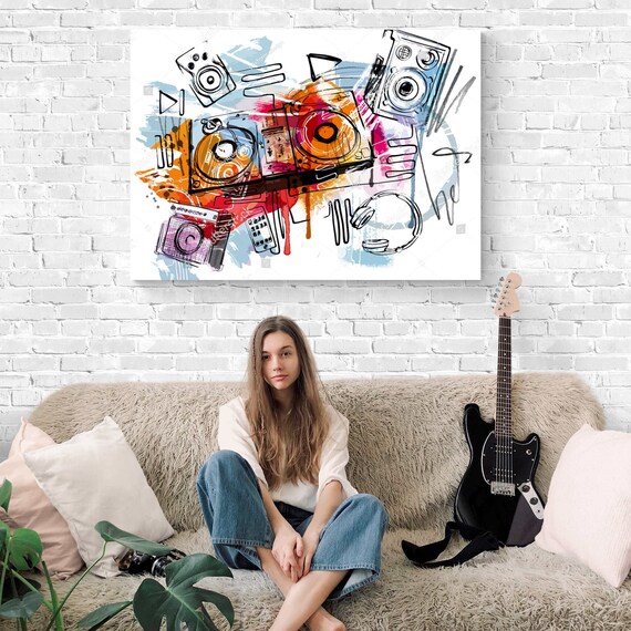 DJ Graffiti Print Musical Graffiti Wall Art Graffiti Decor Bedroom