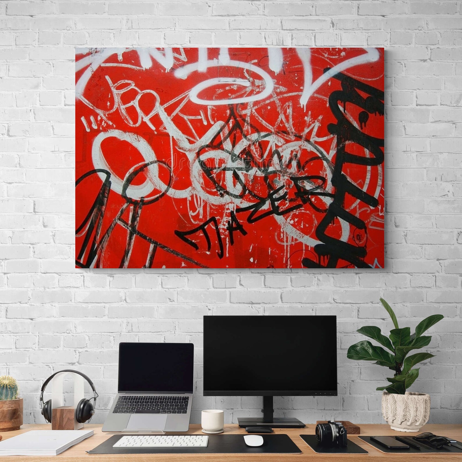 Red Graffiti Wall Art Graffiti Canvas Print Wall Decor Bedroom Art Deco