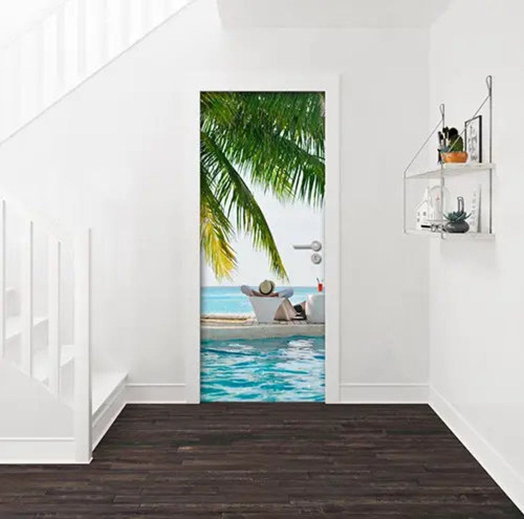 Vinyl Door Sticker, Summer Vacation Door Mural, Door Mural Decals, Door
