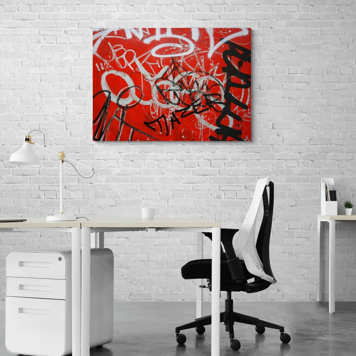 Red Graffiti Wall Art Graffiti Canvas Print Wall Decor Bedroom Art Deco
