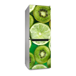Fridge Wrap Fruits Green Refrigerator Wrap Vinyl Decorative Sticker Top Bottom Freezer Fridge Decal Self Adhesive Fruits Kitchen Decor