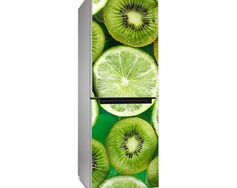 Fruits Refrigerator Wrap | Green Kitchen Vinyl Fridge Decal
