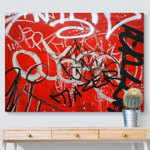 Red Graffiti Wall Art Graffiti Canvas Print Wall Decor Bedroom Art Deco Graffiti Print Graffiti Painting Art Deco Home & Living Graffiti Art
