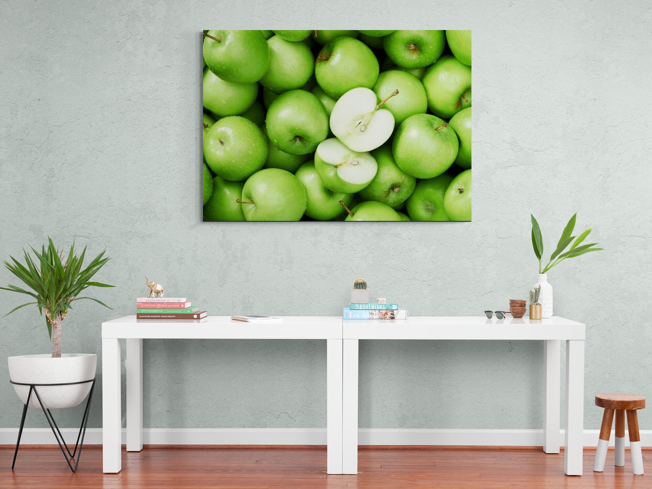 Green Apple Wall Art Apple Painting Apple Canvas Print Kithcen Wall