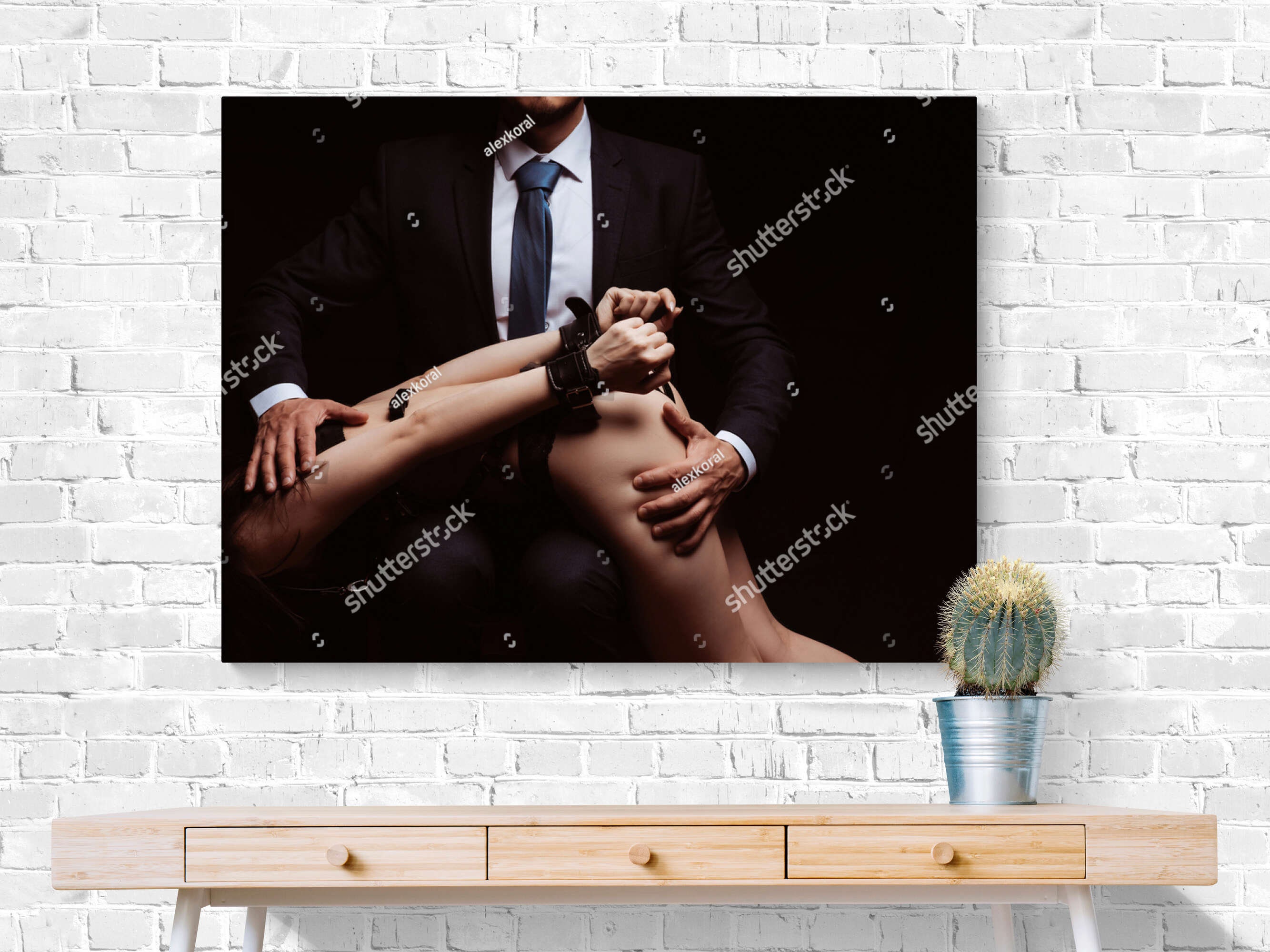 Dominant Man and Submissive Girl Art Painting Canvas Print image image