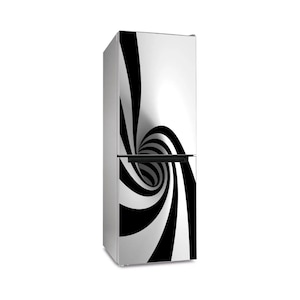 Black White Spiral 3D Refrigerator Sticker Adhesive Door mural for Refrigerator Door Wallpaper Stick-on fridge wrap Kitchen appliance art