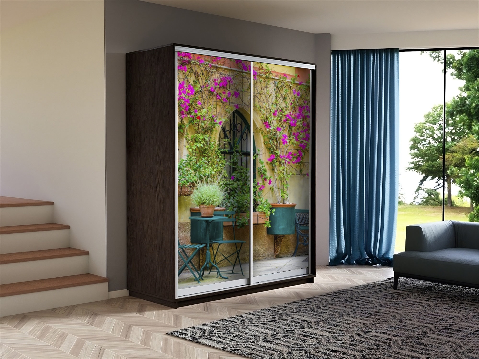 Provence Closet Door Mural Peel and Stick for Wardrobe Door Art, Unique