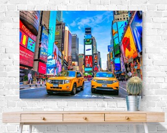 New York Street Canvas Painting Modern Wall Decor Yellow Taxy Canvas Wall art 2022 Wall Hanging Colored Canvas Painting ideas Painting Print