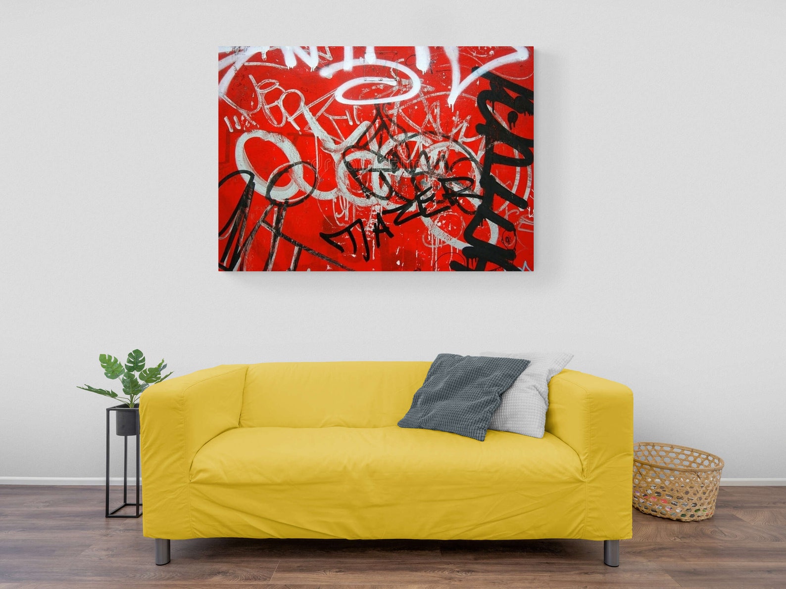 Red Graffiti Wall Art Graffiti Canvas Print Wall Decor Bedroom Art Deco