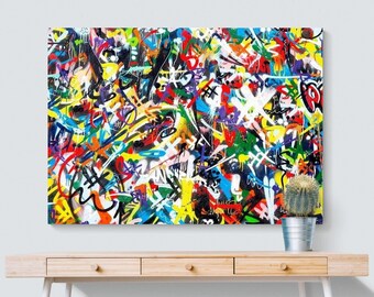 カラフルなグラフィティキャンバスプリント：ポップアートのオフィスの