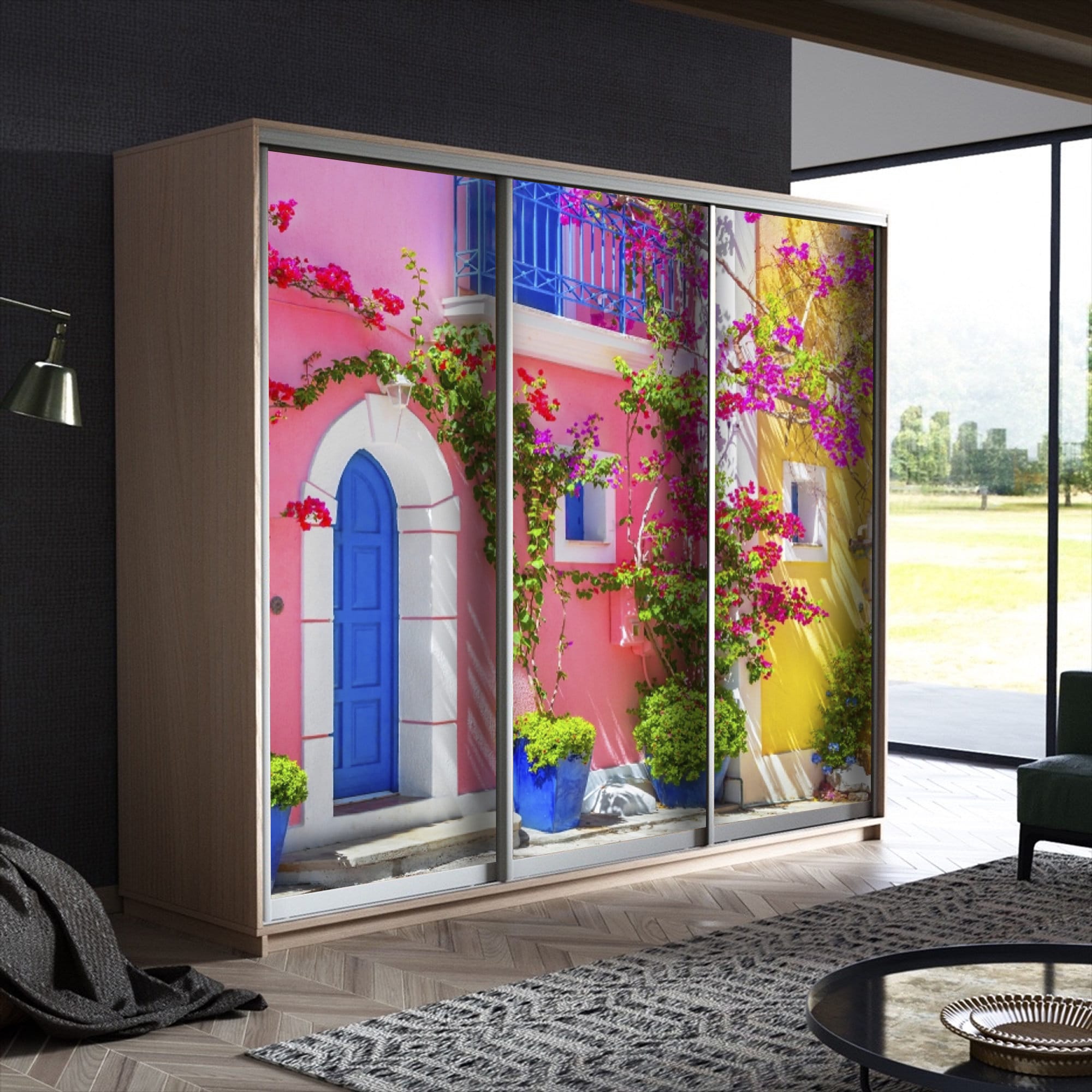 Greek Street Closet Door Mural, Self Adhesive Wardrobe Art - Etsy