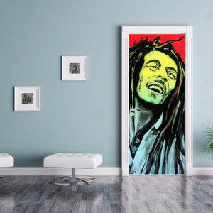 Graffiti Door Sticker, Bob Marley, Vinyl Door Decor Graffiti Peel & Stick Door Removable wallpaper Front Door Decor Vinyl Door Vinyl Sticker