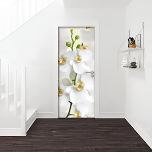 Flowers Door Sticker Vinyl Door Decor Peel and stick Door Decal Removable wallpaper Front Door Decor Vinyl Door Wrap Door Vinyl Sticker