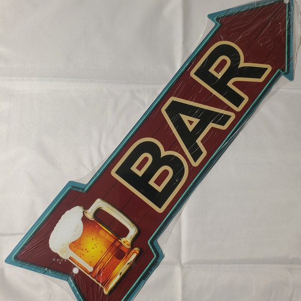 Bar Novelty Metal Arrow Sign. 5" x 17" gift, birthday, 420 friendly, wall mount, decor, man cave, she-shed.