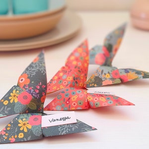 Origami placeholder butterflies, table name tags, personalized wedding favors, wedding decorations, package sealers, guest names, shop window decor