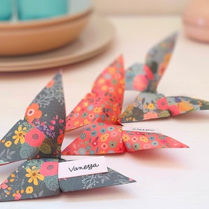 Segnaposto origami farfalla matrimonio, decorazioni tavolo fatte a mano, personalizzate per eventi, battesimo, comunione, nomi invitati