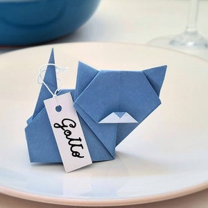 Decorazione di carta fatta a mano, gatto origami, segnaposto eco -friendly, bomboniera battesimo, regalo ospiti compleanno, party favors