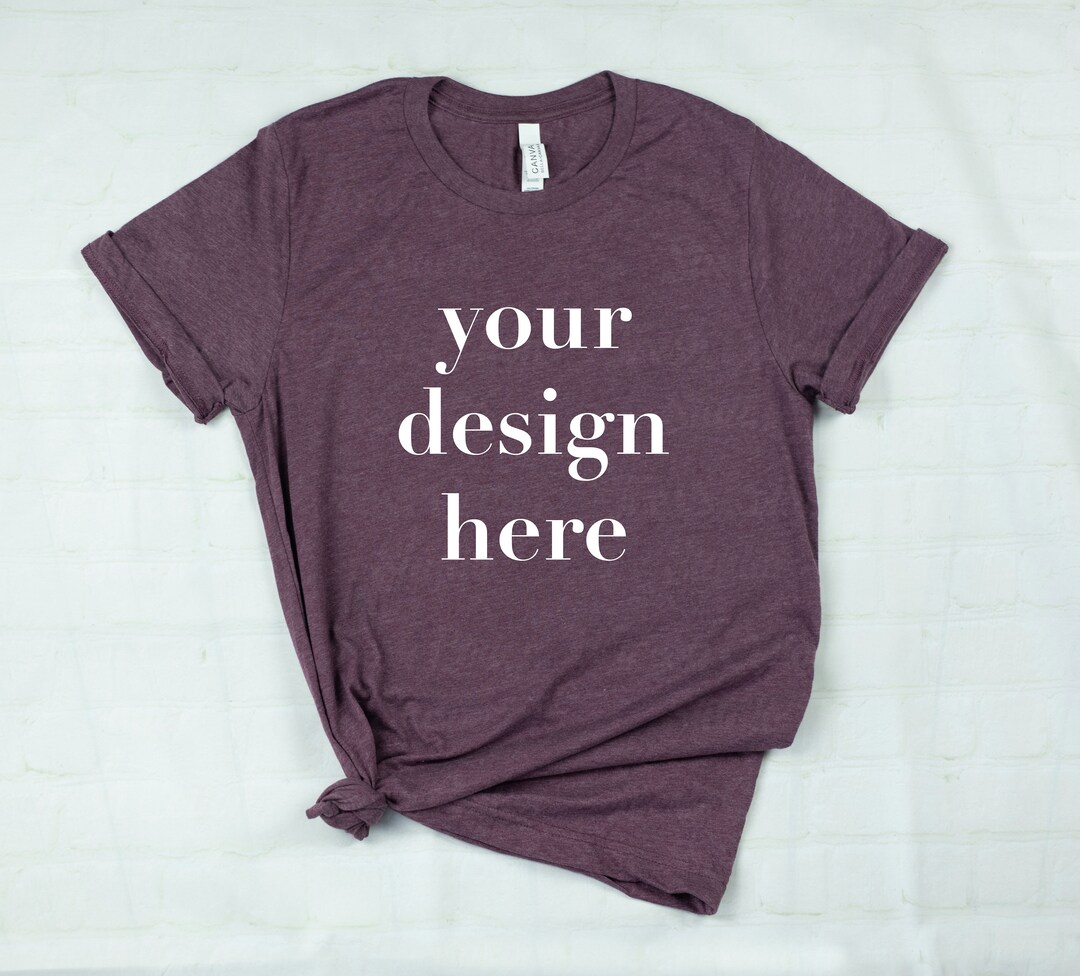 Bella Canvas 3001 Heather Maroon T-shirt Unisex Flat Lay Blank Mockup ...