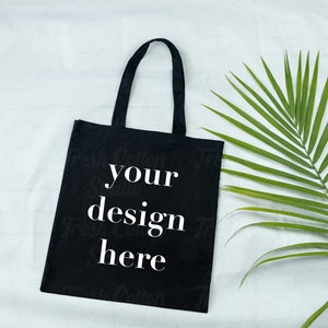 Black Canvas Tote Bag Mockup/ Grocery Shopping Bag Mockup/ Bridal Tote Mockup Flatlay