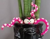 Plant pot pet octopus,  tentacles, glow in the dark eyes, fairy garden , monster, fathers day gift, kraken