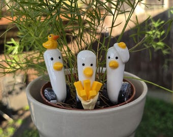 Polymer Clay Seagull Plant Pot Pet: Beach Home Decor