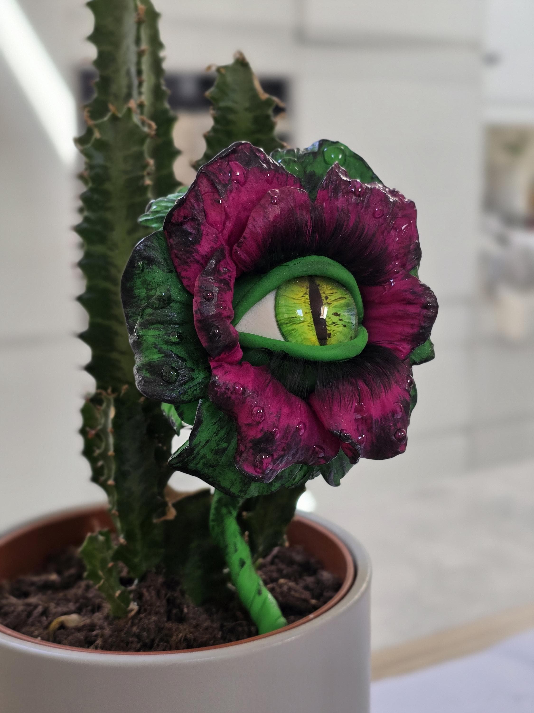 Flowerpot Monster Sculpture, Pot Plant Art , Plant Sculpture, Home