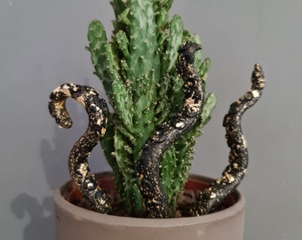 One- Black Octopus Tentacles Plant Decor, Polymer Clay Monster Adornment