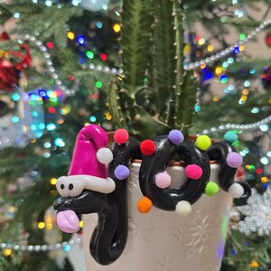 Charming Polymer Clay christmas Snakes Unique Plant Pot Decor ,Handmade Home & Garden Accent