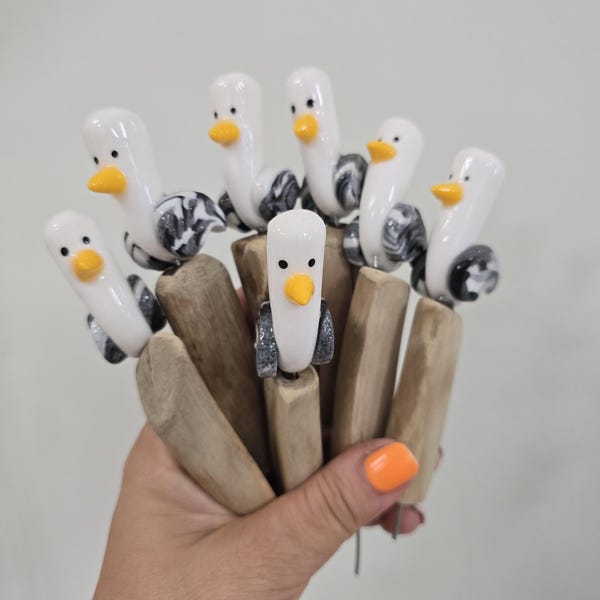 Seagull Plant Pot Pet: Driftwood Beach Decor