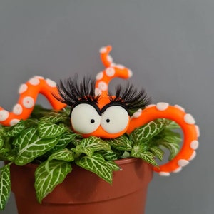 Octopus Plant Pot Pet: Glow-in-the-Dark Eyes, Polymer Clay Tentacles