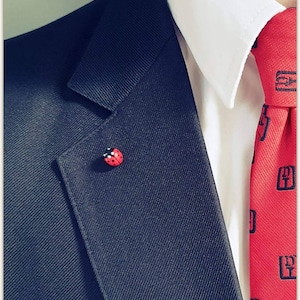 Épingle coccinelle faite main en pâte polymère : broche porte-bonheur