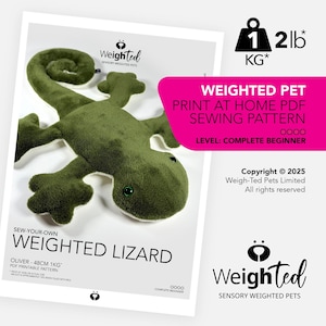PDF SEWING PATTERN - 1kg Weigh-Ted Lizard - Oliver - Sew Your Own Calming Therapy Pet