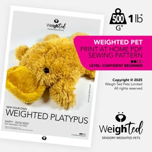 PDF SEWING PATTERN - 500g Weigh-Ted Platypus - Daffy - Sew Your Own Calming Therapy Pet