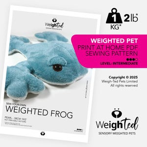 PDF SEWING PATTERN - 1kg Weigh-Ted Frog - Pearl - Sew Your Own Calming Therapy Pet