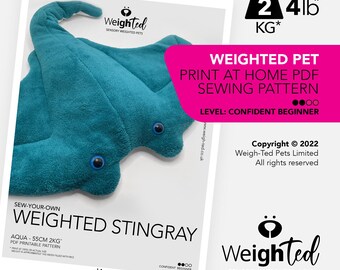 PDF SEWING PATTERN - 2kg Weigh-Ted Stingray - Aqua - Sew Your Own  Calming Therapy Pet