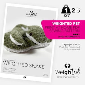 PATRÓN DE COSTURA PDF - Serpiente Weigh-Ted de 1 kg - Slinky - Cose tu propia mascota terapéutica calmante