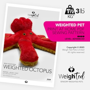PDF SEWING PATTERN - 1.5kg Weigh-Ted Octopus - Pepper - Sew Your Own Calming Therapy Pet