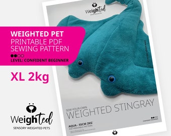 PDF SEWING PATTERN - 2kg Weigh-Ted Stingray - Aqua - Sew Your Own  Calming Therapy Pet