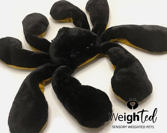 2.5kg Weighted Spider 'Silky' - Black and Yellow Calming, Relaxing Sensory Therapy Pet